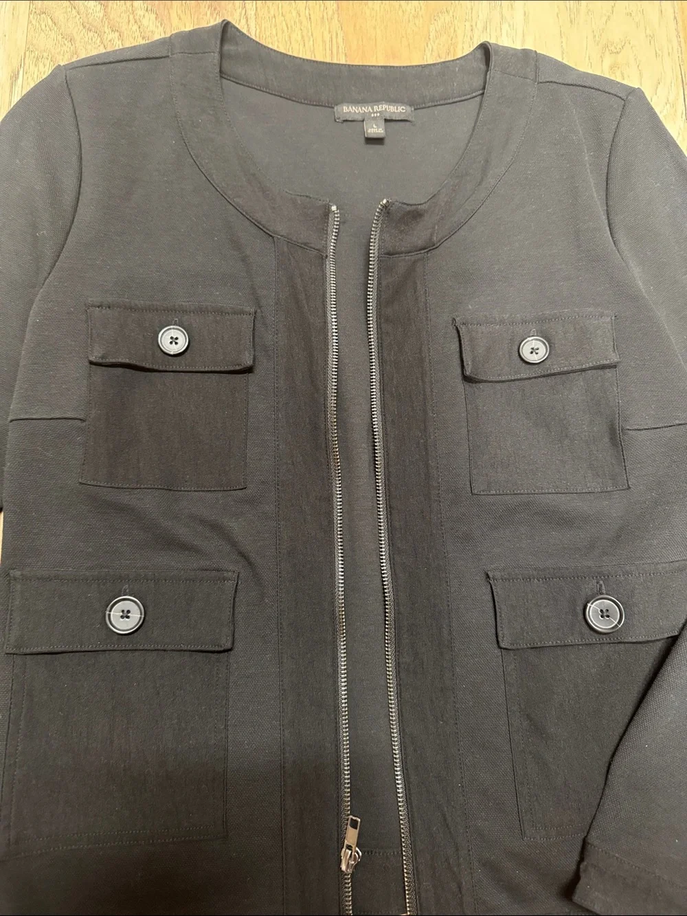 Banana Republic Black Zip Front Pocket Jacket
